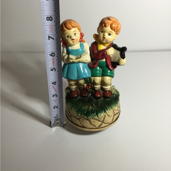 Vintage Made In Japan Working Resin Music Box With Boy And Girl - Picture 6 of 7